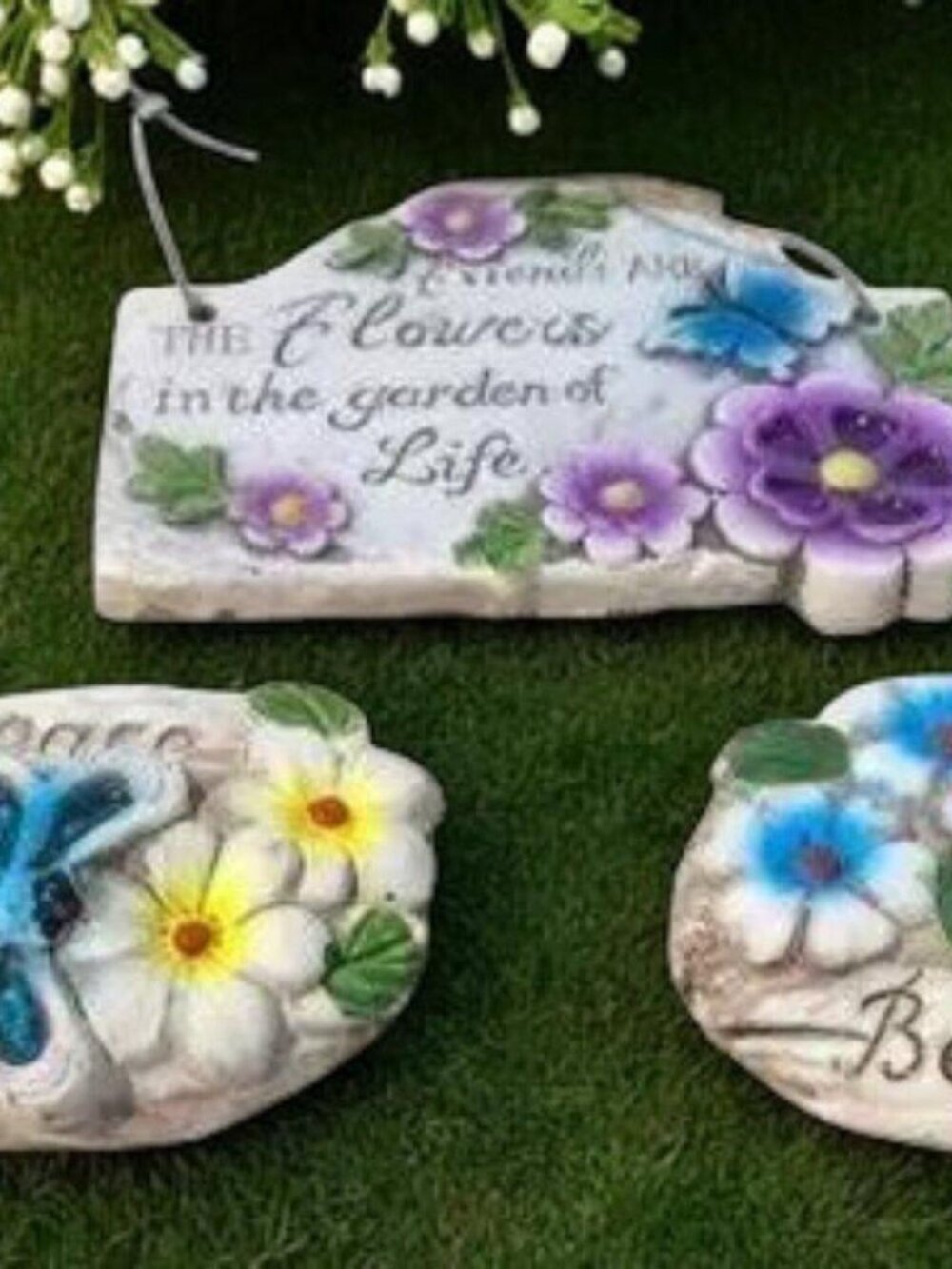 3 Piece Garden Hanging Plaque & Steppingstones Set